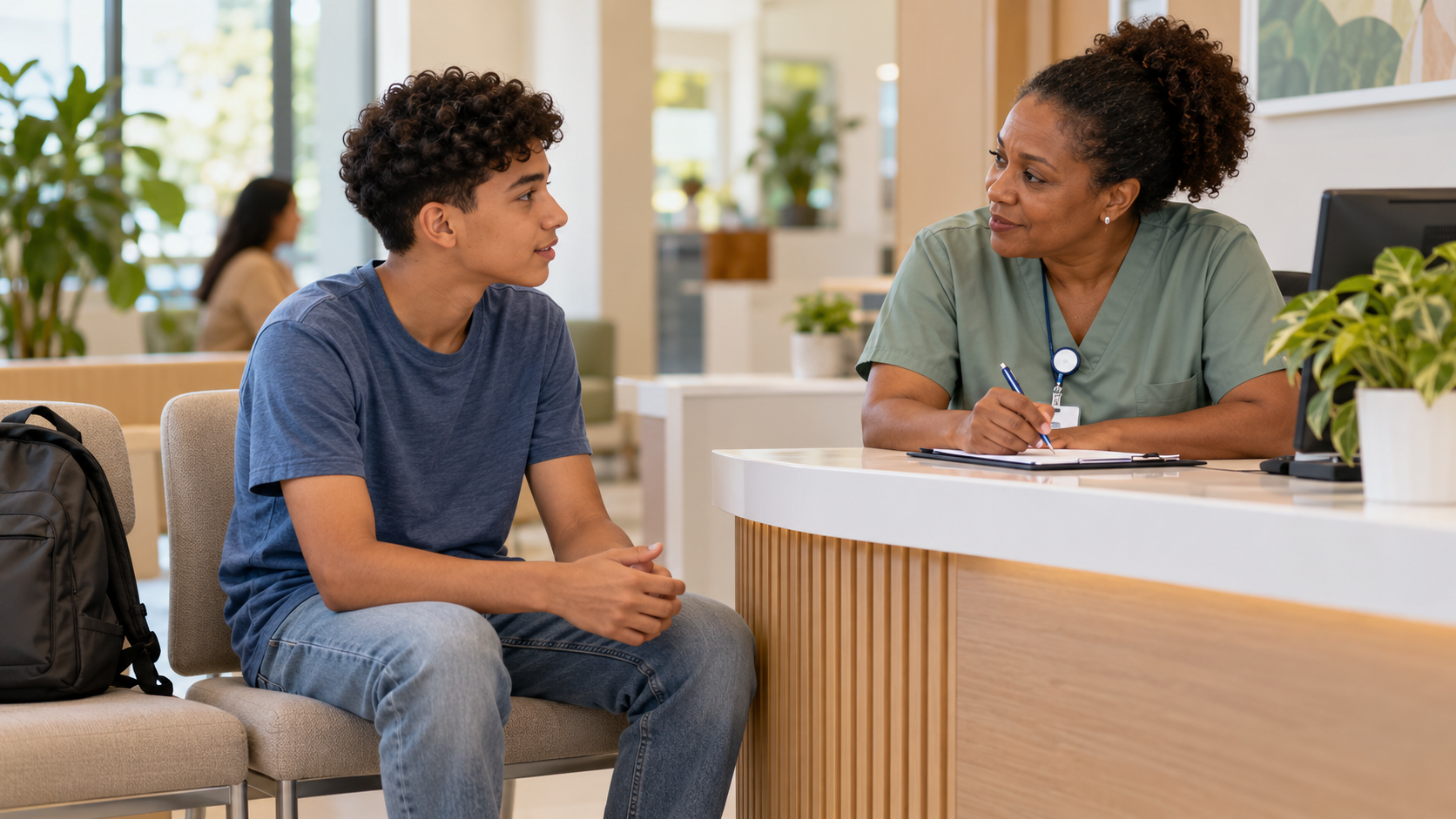 Adolescente procurando atendimento médico